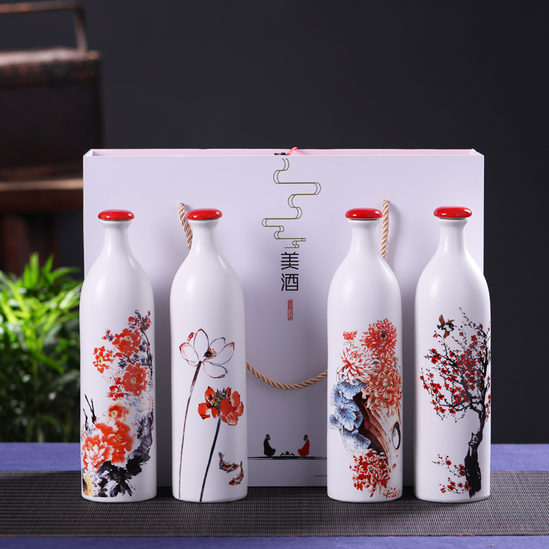 Jingdezhen ceramic bottle hip creative household adornment style sealed bottles ceramic a kilo