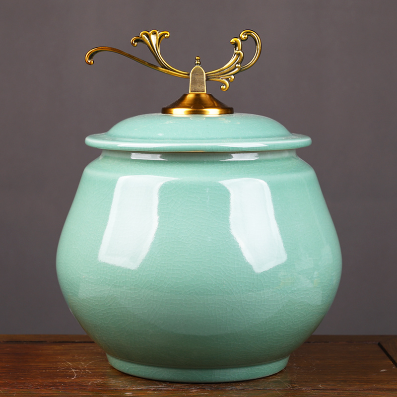 Jingdezhen ceramic barrel ricer box moistureproof insect - resistant seal storage jar with cover rice box storage oil tank m furnishing articles