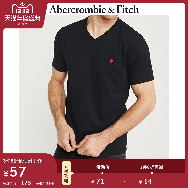 Abercrombie＆Fitch男装 潮流标识款V领短袖T恤 258686-2 AF