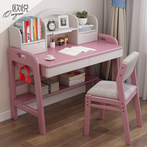 Lifting childrens study desk Primary school homework desk Girl writing desk Simple household Nordic solid wood desk