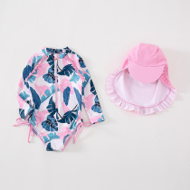 1-6 year old girl swimsuit child long-sleeved sunscreen swimsuit sunscreen 3 baby beach 4 swimsuit 5