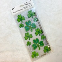 Children DIY creative wb stickers with acrylic drill flash powder applid embellished with green leaf series mobile phone stickers