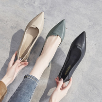 Tide Cards Late Evening Shoes Women Fairy Gas 2021 Spring Summer New Internet Red Pointed Shallow heel Heel Genuine Leather Single Shoes Women Shoes