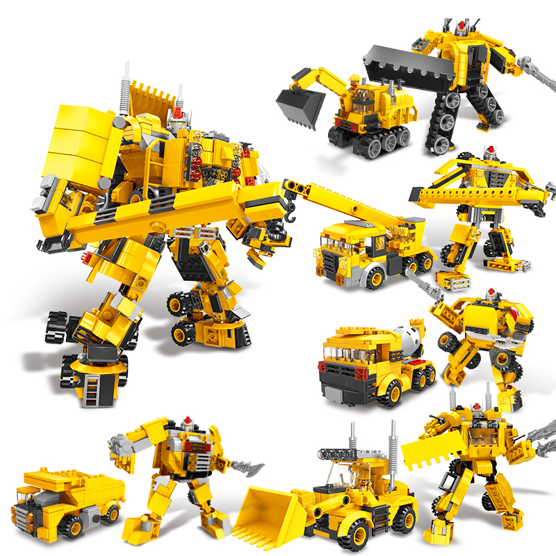 巧乐童积木乐高玩具男孩子益智拼装变形6工程车7金刚8机器人9岁10