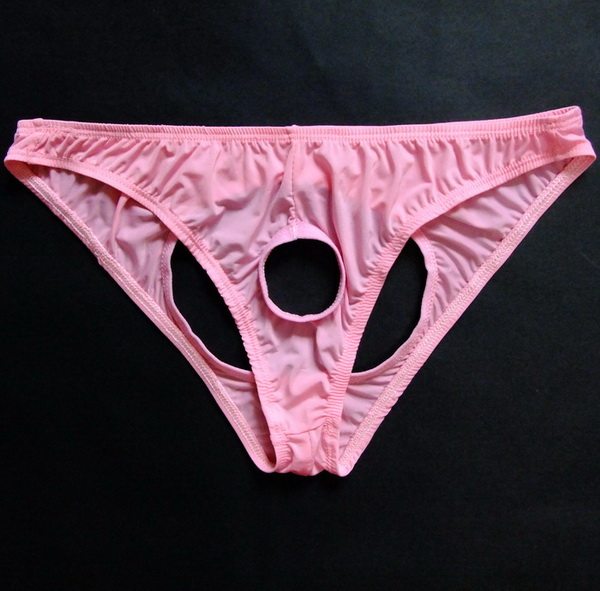 男士性感三角裤t裤低腰镂空透明基友露jj冰丝牛奶丝情趣内裤t-269