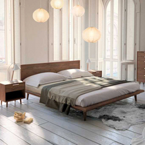 North American black walnut full solid wood double bed 1 81 5 meters Nordic bed Italian light luxury wedding bed master bedroom luxury type