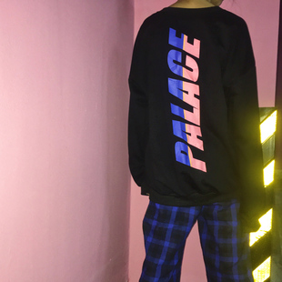 韩国ins嘻哈潮牌place字母印花宽松卫衣长袖t恤男女同款