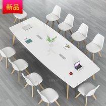 Solid Wood Feet Meeting Table Long Table Oval Bench Staff Training Negotiate Brief Modern Office Table Composition