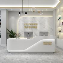 Simple modern beauty salon bar counter curved clothing store cashier commercial paint company front desk hairdressing reception desk
