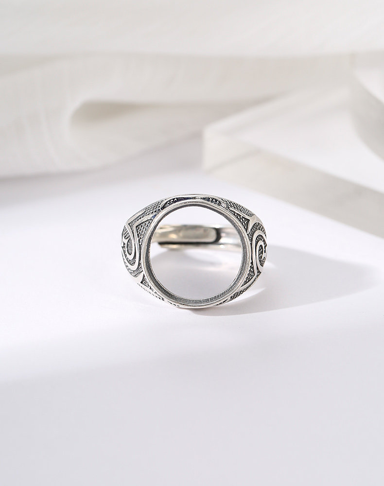 925纯银男士女士纯银戒指空托镶嵌绿松石青金复古戒托银托1414