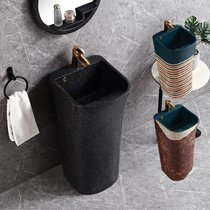 Retro one column basin courtyard Chinese outdoor floor wash basin black personality balcony hand washing deepening basin