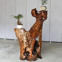 Root carving rack natural root bonsai rack Solid wood natural wood flower rack camphor wood floor shelf Y022