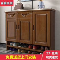 Solid wood shoe cabinet doorway minimalist modern door small family entrance new balcony Xuanguan lockers