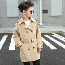 Boy 2021 Spring and autumn clothes jacket Inn Wind Childrens wind clothes Long style foreign air Han version Belt Loose Blouse