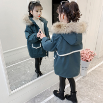 Girls' cotton suit 2022 Winter clothing New children's foreign gas Long cotton clothing thickened Girls Winter thickening faction overcome