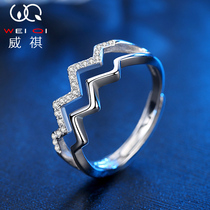 Wave ring Sterling silver female Japanese and Korean hipster student personality index finger tail ring 520 Valentines Day gift to girlfriend