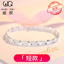 Short bracelet 999 sterling silver female hand small thin hand small small small size small girl foot silver bracelet