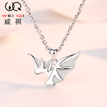 Devils wing necklace Sterling silver male pendant Trendsetter hip-hop mens pendant 520 Valentines Day gift to boyfriend