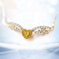 18K gold diamond necklace yellow diamond necklace love wings pendant yellow diamond group inlaid choker yellow diamond necklace custom
