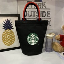 With water cup bit Japanese star Dad lunch box bag handbag Large canvas bag lunch box bag Cylinder bag lunch bag