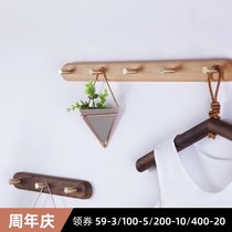 Solid Wood clothes hook Wall Wall entry door wooden coat hook porch hanger Wall brass adhesive hook