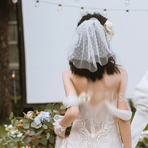 Dot net double-layer small veil Wedding headdress short veil Travel wedding photo studio modeling bridal veil