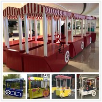 Anti-corrosion wood sales truck stalls Mobile sales car Solid wood snack car Shopping mall booth cart Scenic Night Market float