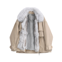 Designer Plus 2021 autumn and winter New detachable hair collar warm liner loose Parker down jacket women