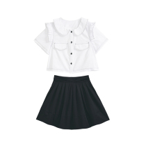 DESIGN Plus small subsuit female Xia Fashion turnover jacket with high waist and half body skirt reduced by two sets