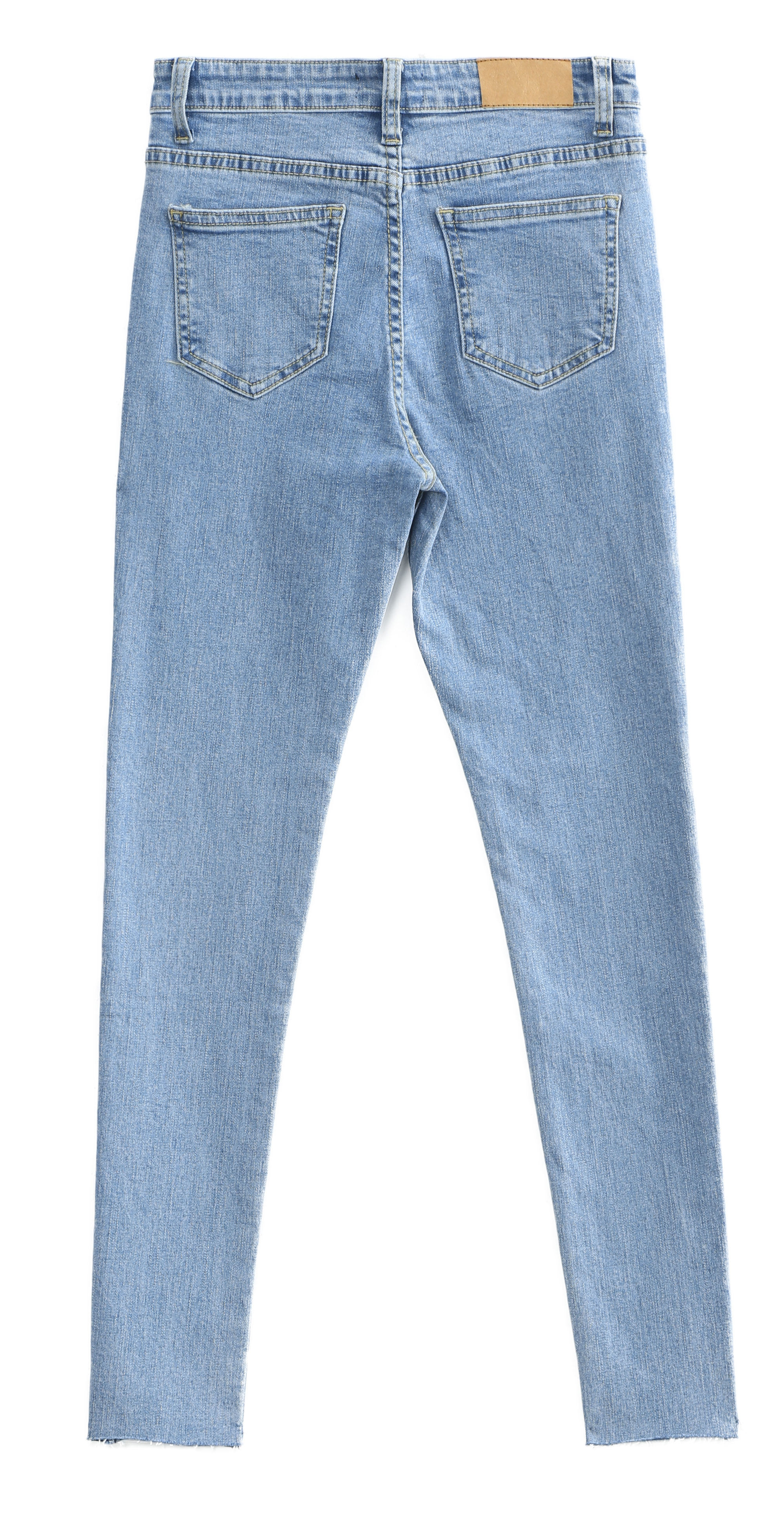 designer plus 牛仔裤女紧身小脚2021春款显瘦百搭弹力毛边长裤子