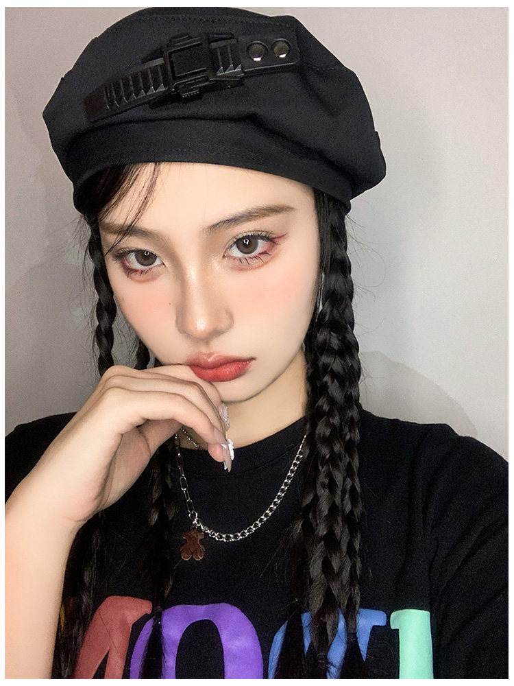 许佳琪同款辣妹贝雷帽女夏小众黑色复古春秋画家帽子潮流酷酷女孩