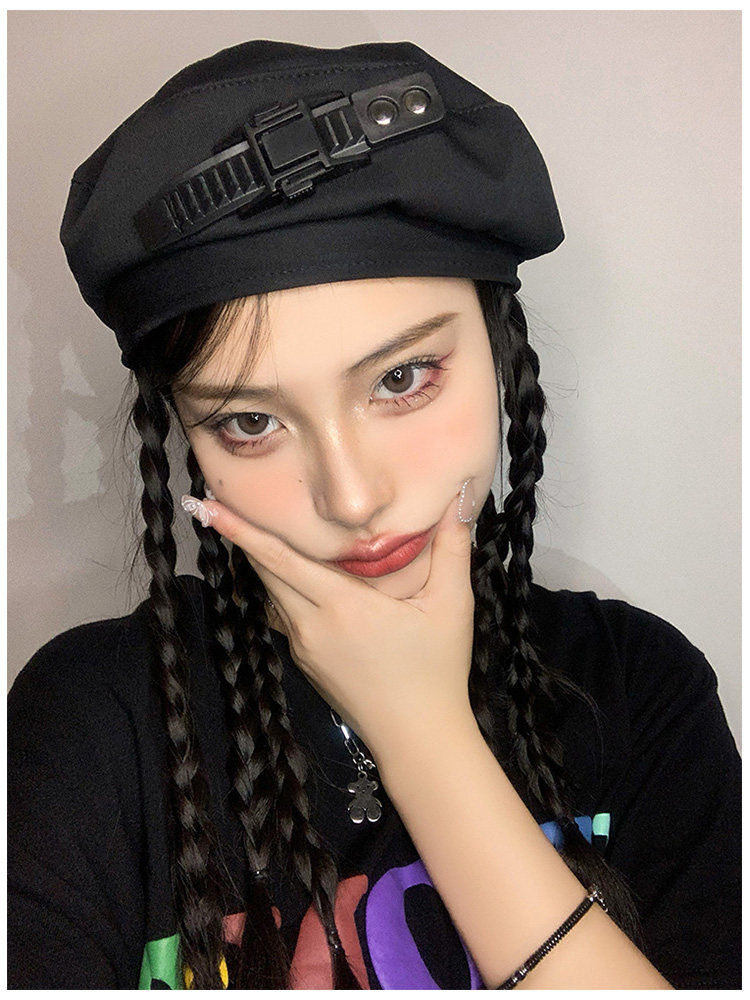 许佳琪同款辣妹贝雷帽女夏小众黑色复古春秋画家帽子潮流酷酷女孩