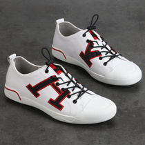 European Station Shoes Men Leather Han Edition Current White Shoes Men New British Bar Tangle Slipper Shoes