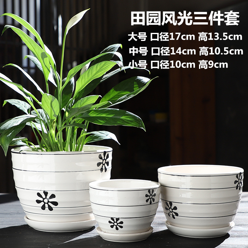 Contracted white flower pot ceramic heavy large special offer a clearance of creative move more than other small household meat potted flower