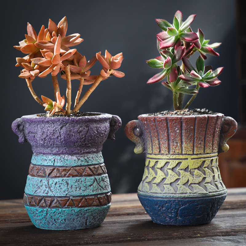 The Fleshy pot combination suit special offer a clearance retro meat meat the plants large coarse pottery large - diameter old running small ideas