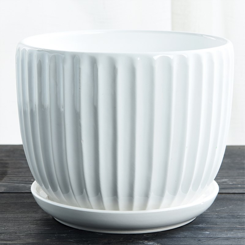 White flower pot ceramic creative Nordic contracted household special offer a clearance to heavy large tray flowerpot more than other meat
