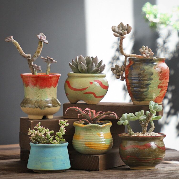 Pot set combination coarse pottery breathable creative move fleshy plant special offer a clearance package mail fleshy flower Pot