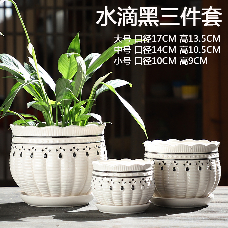 Contracted white flower pot ceramic heavy large special offer a clearance of creative move more than other small household meat potted flower