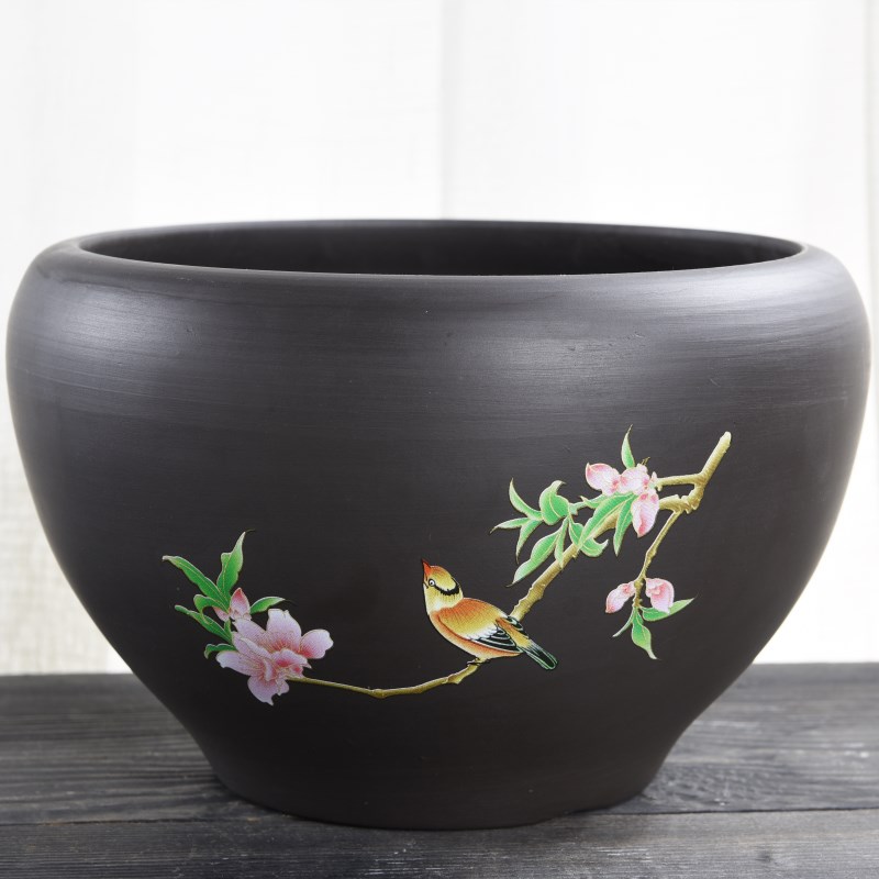 Violet arenaceous nonporous hydroponic flower pot ceramic special creative water lily bowl lotus refers to tea leaf lotus other copper wire grass to wash