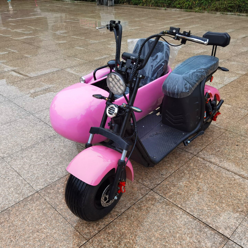 三轮侧边哈雷电动车船型哈雷坐厢式电瓶车个性车斗侉子倒挡抖音款