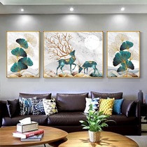 Printed cross stitch 2021 New embroidery living room simple modern big atmosphere triple elk own thread embroidery handmade