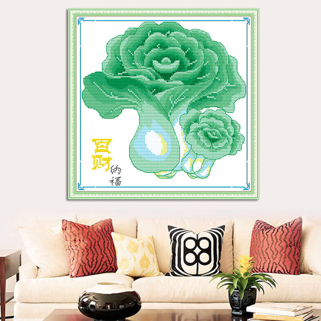 Mona Lisa Cross Stitch 2023 Baicai Na Fu Jade Cabbage ໃຫມ່ຫ້ອງຮັບປະທານອາຫານຫ້ອງຂະຫນາດນ້ອຍກະທູ້ຂະຫນາດນ້ອຍ embroidery ງ່າຍດາຍ