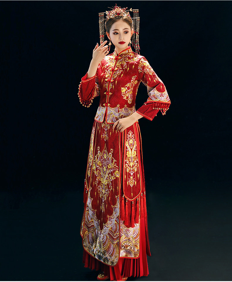 出租秀禾服年秋季结婚敬酒服新娘礼服中式婚纱旗袍裙古装嫁衣