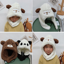 Childrens hat plus velvet warm cartoon lamb ear protection lamb cashmere cute warm cute cute wind hat winter