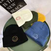 Smiley hat Korean autumn and winter pullover cold hat children warm knitted couple student woolen hat Joker parent-child hat