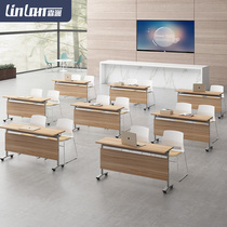 Folding training table conference table splicing long table removable folding table desk table training table and chair combination