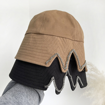 Face-covering hat female Spring and Autumn New Korean version of tide personality split hat brim cap cap Japanese bucket hat Net red fisherman hat