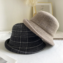Wool knitted wool fishermans hat French small eaves curl hat British socialite hat female autumn and winter warm basin hat