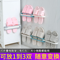 Bathroom trailer rack toilet drain storage rack no trace-free Perforated Folding shoe rack home door rear hanging storage rack
