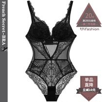 French secret European and American thin thick sexy bra jumpsuit transparent lace beauty back sculpting body sex